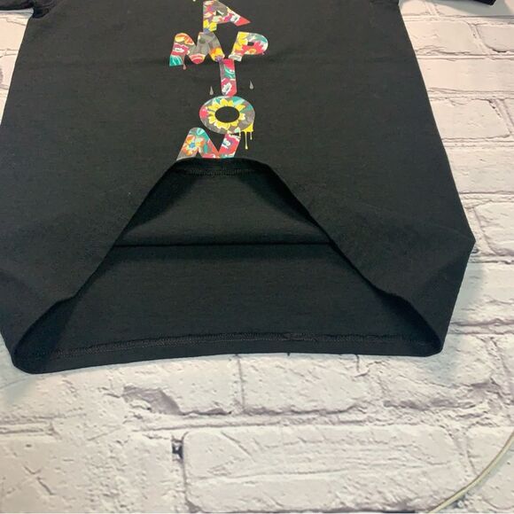 CHAMPION Men’s Happy Color Abstract Black T-Shirt Big Spell Out Cheerful Graphic - Picture 5 of 9